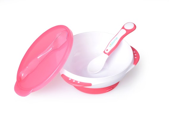 Tight Grip Suction Bowl with Spoon - Pink